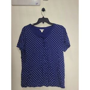 Womens Charter Club tshirt, blue & white,‎ size Large